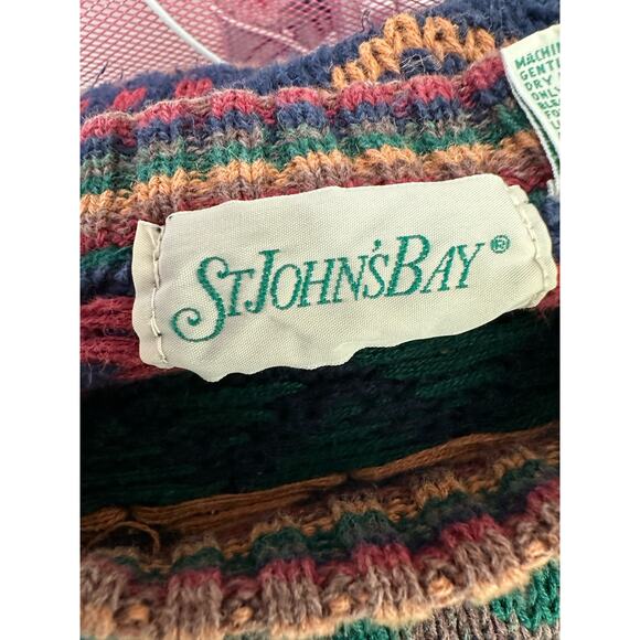 St. John's Bay vintage blue yellow red print funky sweater size M - Picture 3 of 9